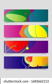 set of Banner design template with abstract curvy colorful shape. Vector colorful illustration with copy space for background in eps10
