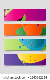 set of Banner design template with abstract curvy colorful shape. Vector colorful illustration with copy space for background in eps10