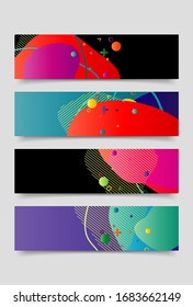 set of Banner design template with abstract curvy colorful shape. Vector colorful illustration with copy space for background in eps10