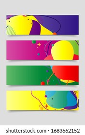 set of Banner design template with abstract curvy colorful shape. Vector colorful illustration with copy space for background in eps10