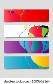 set of Banner design template with abstract curvy colorful shape. Vector colorful illustration with copy space for background in eps10