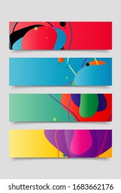 set of Banner design template with abstract curvy colorful shape. Vector colorful illustration with copy space for background in eps10