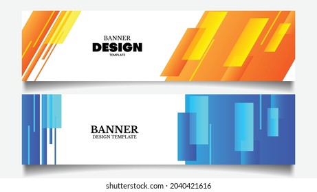 set of banner design template with blue and yellow