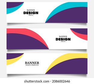 set of banner design template in retro color