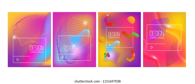 Set of banner design templates with abstract  vibrant gradient shapes. Design element for poster, card, flyer,presentation, brochures,cover. Vector image