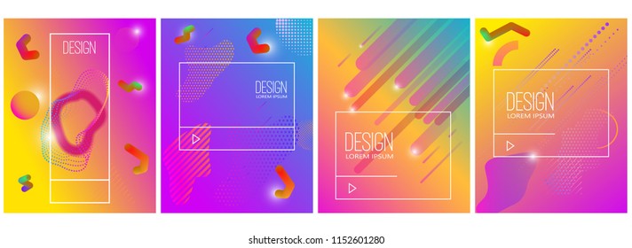 Set of banner design templates with abstract  vibrant gradient shapes. Design element for poster, card, flyer,presentation, brochures,cover. Vector image