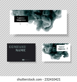 Set of banner, design templates for your company (colorful ink in water)