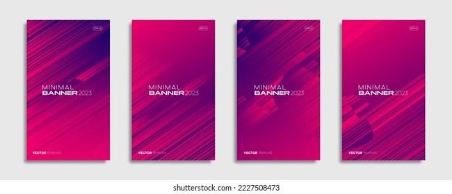 Set von Bannerdesigns mit Pinseleffekten für die Werbung, Events und Social Media. Vektorvorlage, 2023