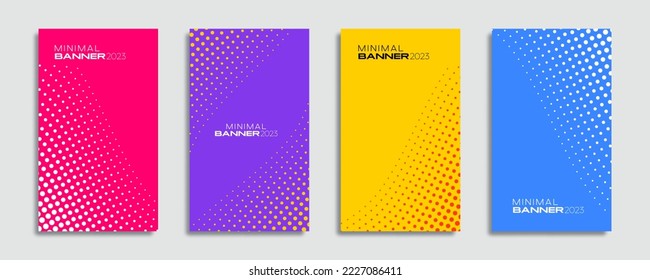 Set of banner designs with dotted effects for business promotion, events, and social media posts. Vector template, 2023