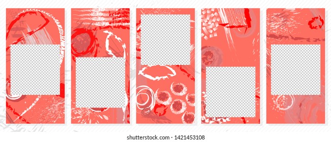 Set of banner different forms style of abstract summer background on living coral color and white lines. Banner sun 3d sale
