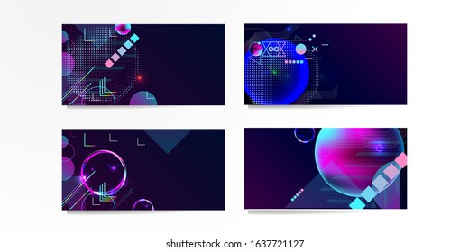 Set of banner different forms style of cosmos universe stars galaxy 3d futuristic study abstraction planets