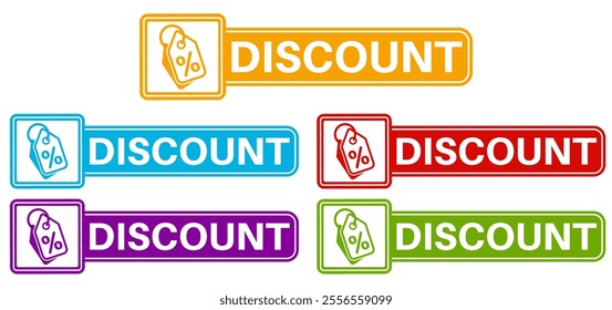 set banner discount icon sign. percentage special offer symbol labels design vector illustration