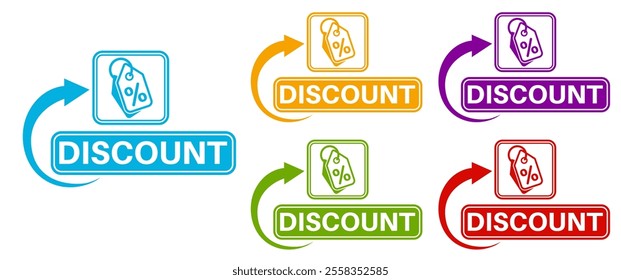 set banner discount icon sign. percentage special offer symbol labels design vector illustration