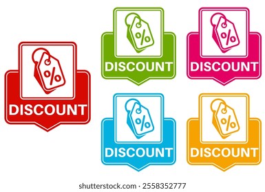 set banner discount icon sign. percentage special offer symbol labels design vector illustration