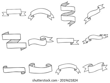 set of banner doodle isolated on white background