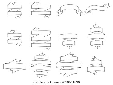 set of banner doodle isolated on white background