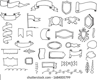 Set of banner doodles isolated on white background

