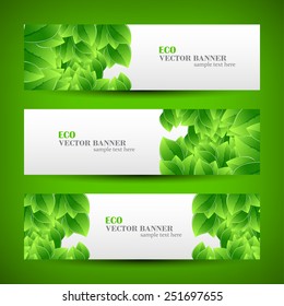 Set banner ecology illustration, colorful digital composition