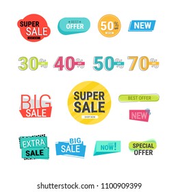 Set of banner elements, discount tag collection, special offer. Stickers,  banner, label, sale, offers and promotions template.