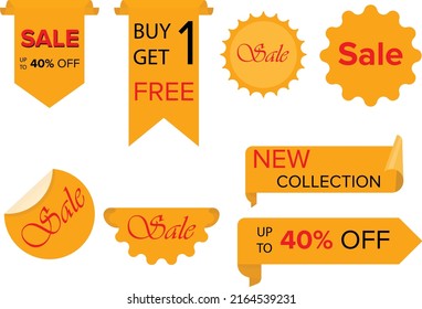 Set of banner elements, discount tag collection, special offer.