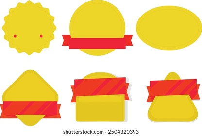 Set of banner elements, discount tag collection, special offer. Modern yellow and red sale website stickers on a white  abstract background, color web page design, Vector empty price tags, yellow sale