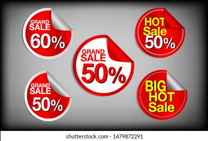 Set of banner elements for website and advertising. Discount label design, sale web coupons. Vector promotion badge icons. Price sticker. Sale and special offer tag, price tags, Sales Label, Vector.