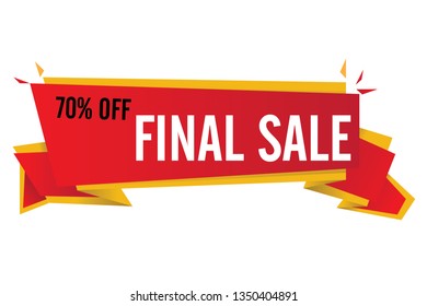 Set of banner final sale. Modern yellow and red sale website stickers on a gray abstract background, color web page design - Vector 