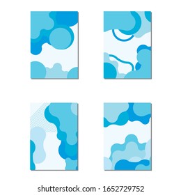 Establecer líquido creativo de banner, formas dinámicas en fondo azul, ideal para afiches, portada, volante, promoción, impresión, portada, web, saludo, anuncio, página, encabezado, medios sociales, marca, perfil de empresa