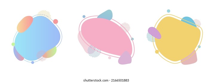 Set of banner fluid or liquid elements gradient pastel colors isolated on white background. Vector graphic illustration.
