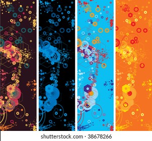 set from banner in four color variants