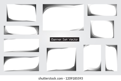Set of banner frame edge graphic design art shape border background vector