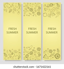 Set Banner fruits. Template Poster Design Vector