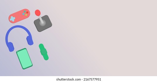 set of banner gadgets daily life