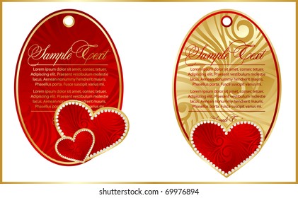 set of banner with gold hearts