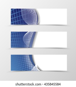 Set of banner grid design. Blue banner for header with silver lines. Design of banner in net style. Vector illustration