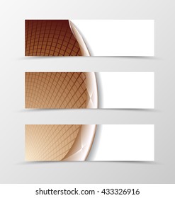 Set of banner grid design. Brown banner for header with silver lines. Design of banner in net style. Vector illustration