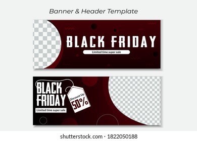set of Banner and header design for special Black friday sale layout 