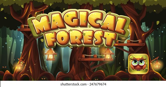 Set banner and icon for the computer game magic forest
