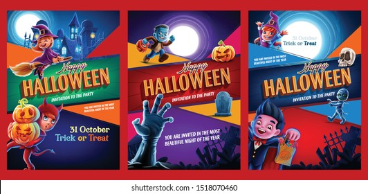 set banner illustration for halloween