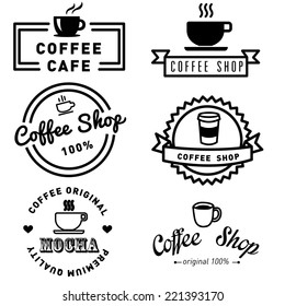 set of banner label coffee design