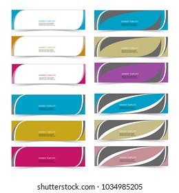 set of banner label sticker template isolated on white background