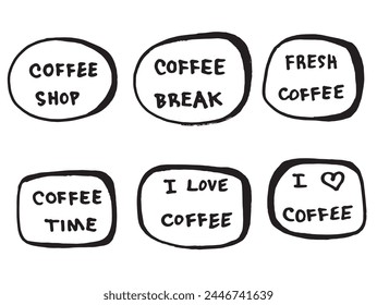 Set of Banner I Love Coffee, Sign for Coffee Shop