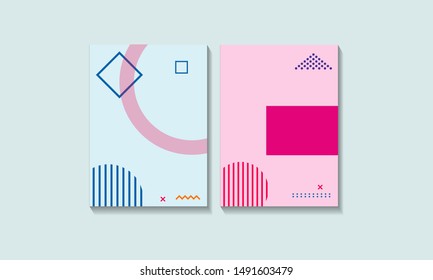 Set of banner with memphis style,  abstract cover design with memphis style. feminine background, can be used to advertising, cover, brochure, flyer, book. vector
