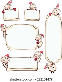 set banner New Year's  with ram and goat. Place for text