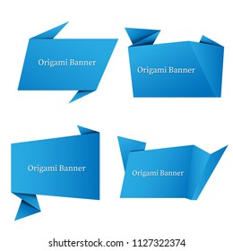 set banner origami paper with vector design