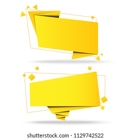 set banner origami paper with vector design