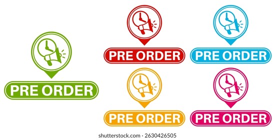 set banner pre order icon sign. sale promotion symbol labels design vector illustration