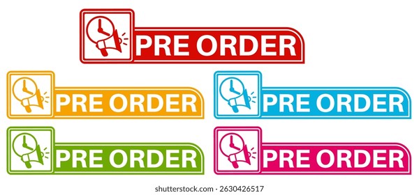 definir o sinal do ícone de pré-pedido do banner. promoção de venda rótulos design vetor ilustração