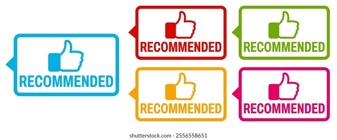 set banner recommended icon sign. Like, favorites, best quality product symbol labels design vector illustration
