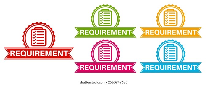 set banner Requirement icon sign. job Required symbol labels design vector illustration